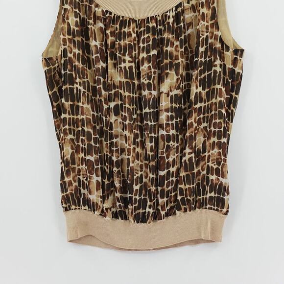St John Top Women S Brown Animal Print Sleeveless - Picture 4 of 13
